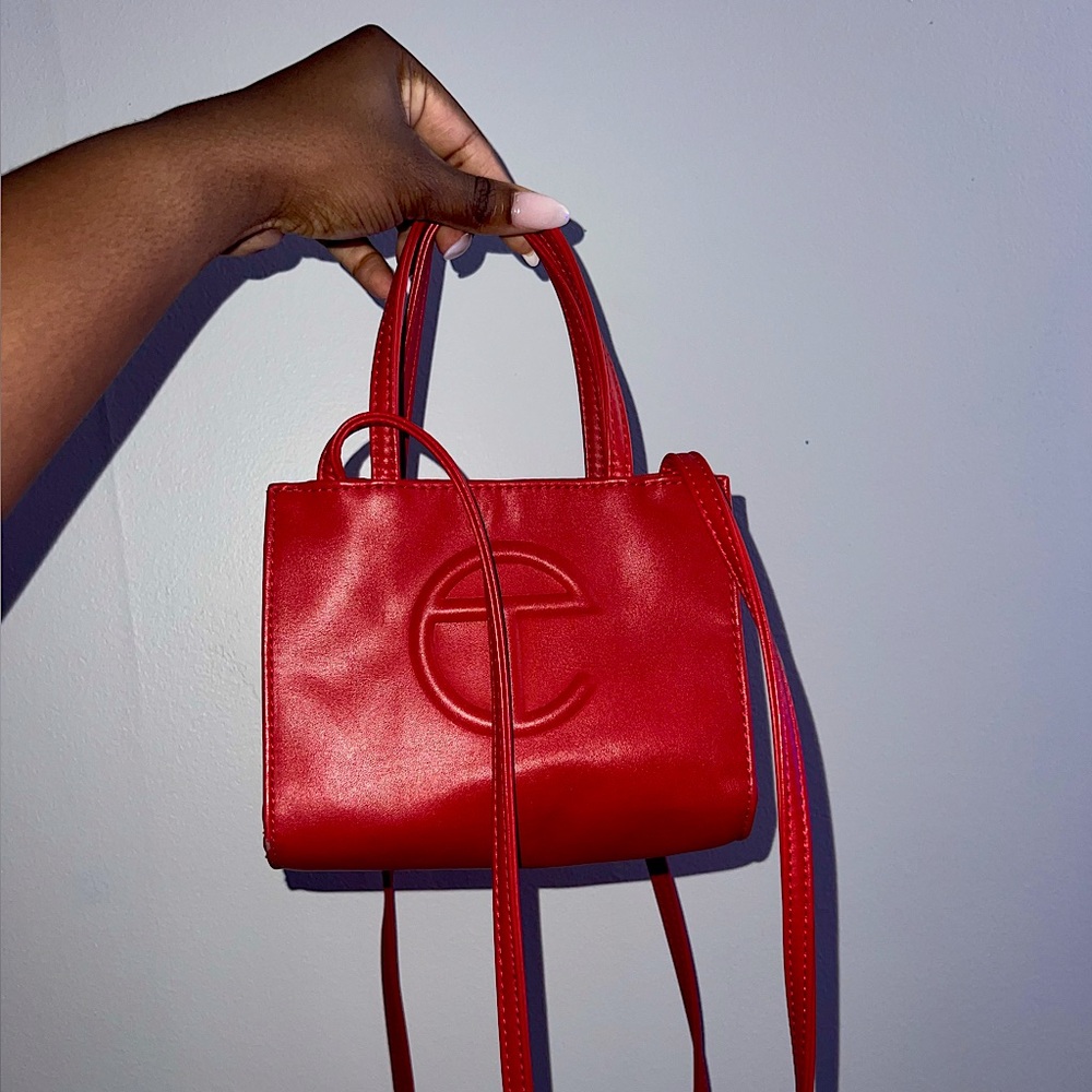 RED TELFAR SMALL SHOPPING BAG